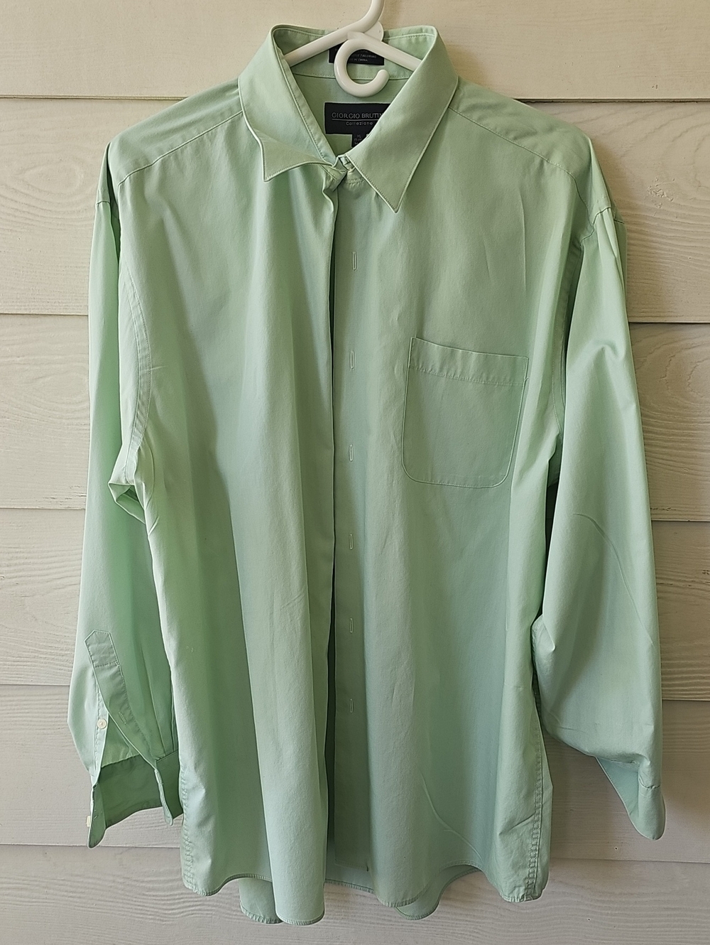 Giorgio Brutini Collezione Sage Mint Green Dress Shirt XL 17-17.5 34/35